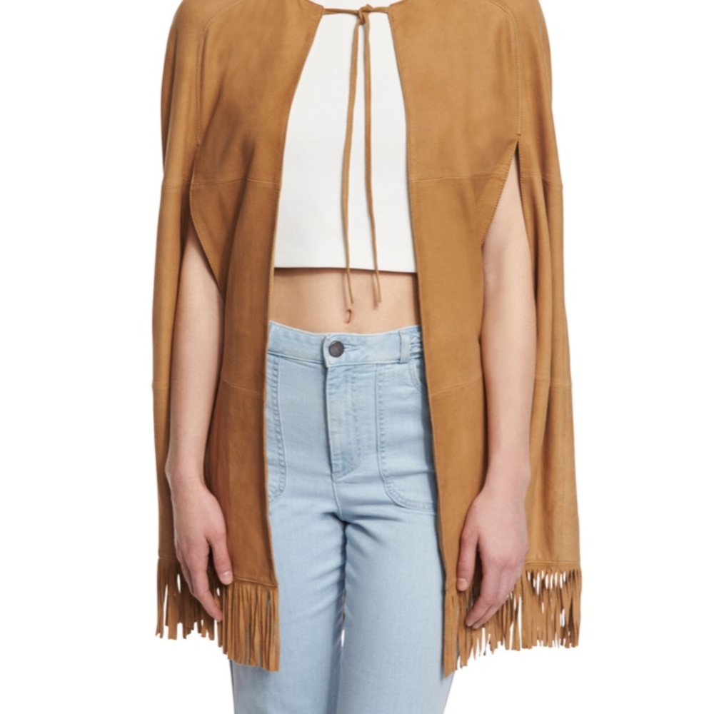 Alice and Olivia Lyn Suede fringe cape